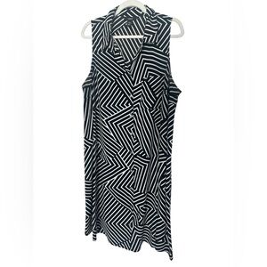 Women’s Alfani Collared Black and White Striped Midi Dress